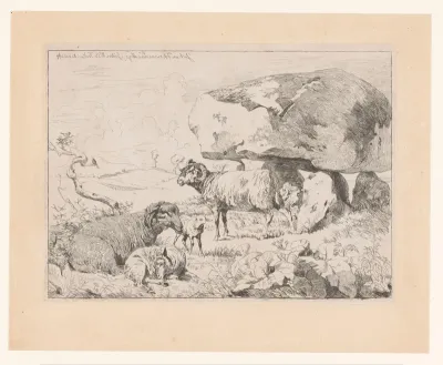 Schapen bij een hunebed