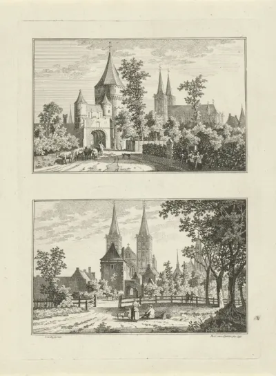 Scharenpoort en Meerpoort te Xanten, 1746