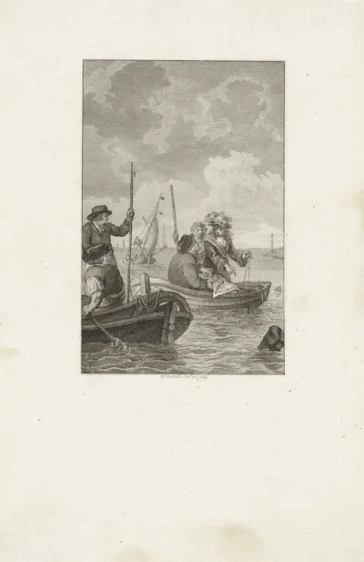 Schatzoekers in twee roeiboten
