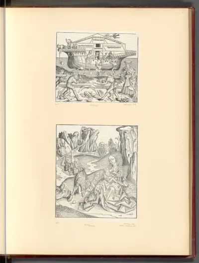 Schedel, Hartmann: Weltchronik, Arche Noah; Adam und Eva (Buchillustration)