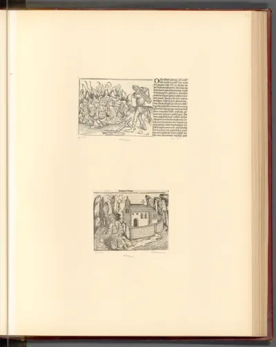 Schedel, Hartmann: Weltchronik, Judenverbrennung; Bruder Niclas (Buchillustration)