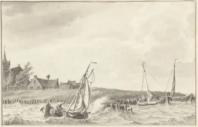 Scheepjes bij een dijk