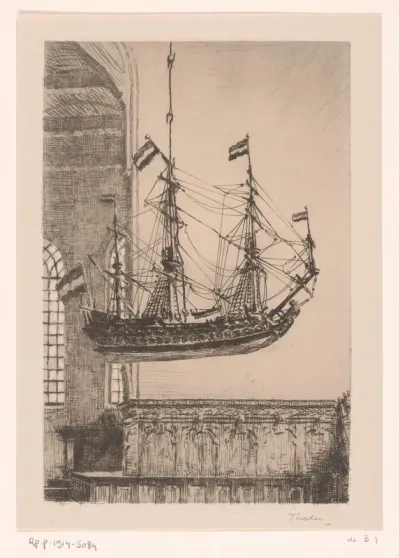 Scheepsmodel in de Grote Kerk, te Blokzijl