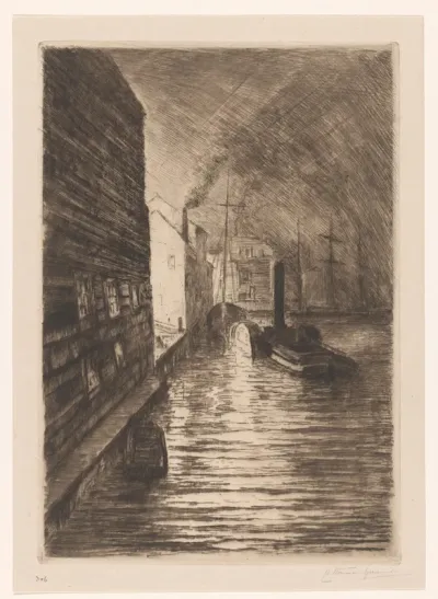Scheepswerf in Vlissingen bij avond