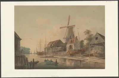 Scheepswerf met molen