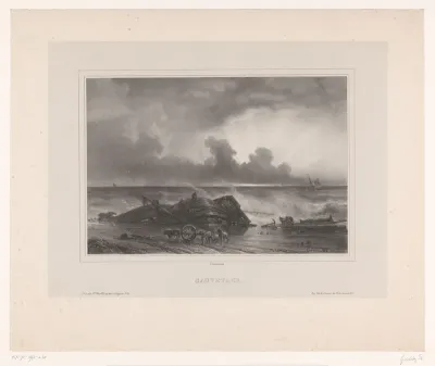 Scheepswrak in de branding
