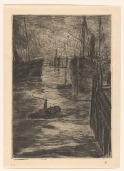 Schepen in de haven van Hamburg