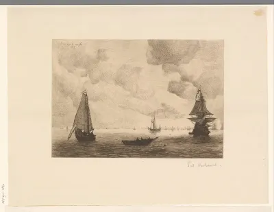 Schepen liggen voor anker bij een rede