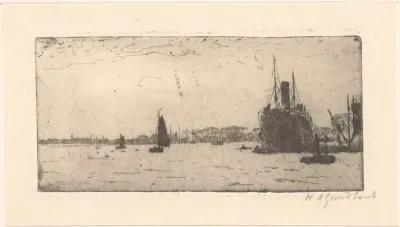 Schepen op de Maas in Rotterdam