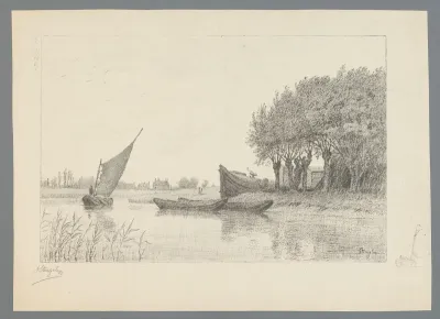 Schepen op de vaart bij Papendrecht