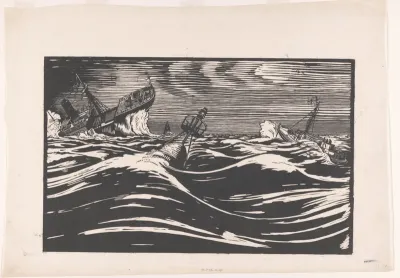 Schepen op een stormachtige zee