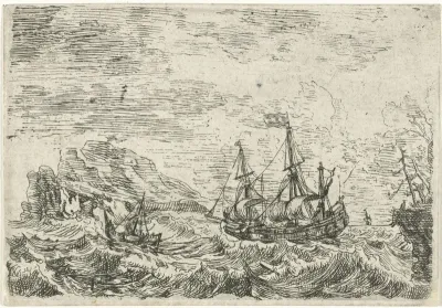 Schepen op een woeste zee