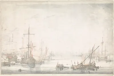 Schepen op het IJ voor Amsterdam
