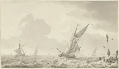Schepen op woelig water