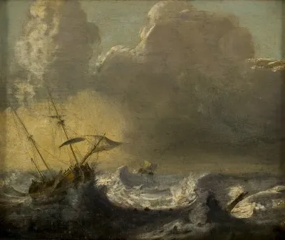 Schepen op zee bij storm