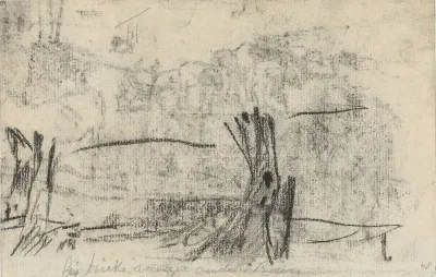 Schets met bomen