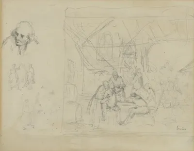 Schets naar oude meester en figuren (recto)