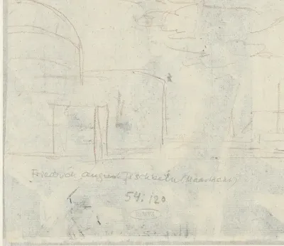 Schets van architectuur in landschap