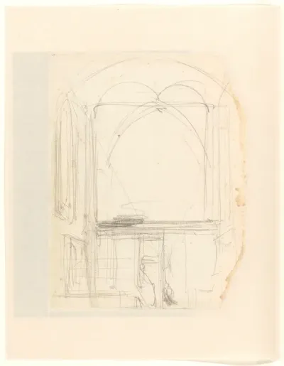 Schets van de interieur van een kerk