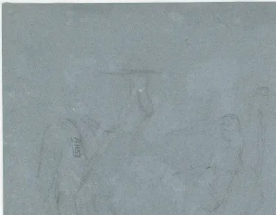 Schets van de onderste helft van het beeldhouwwerk Samson en de Filistijnen