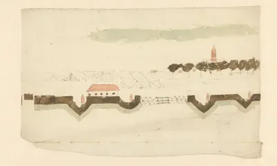 Schets van de verdedigingswallen om een stad