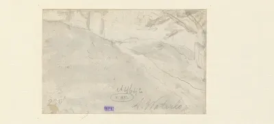Schets van een heuvelrug met bomen