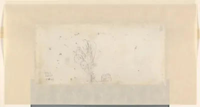 Schets van een huis en een boom (kindertekening?)