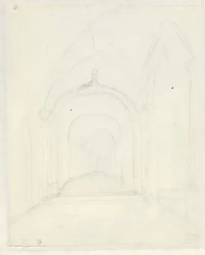Schets van een kerkinterieur