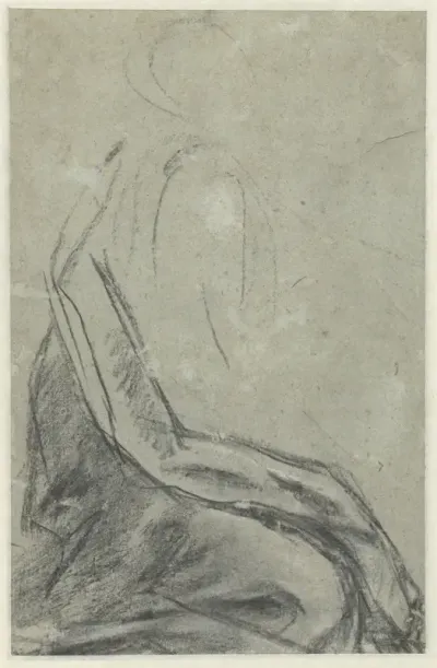 Schets van een knielende figuur