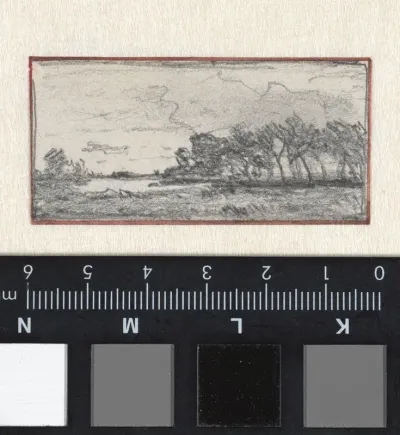 Schets van een landschap met bossage