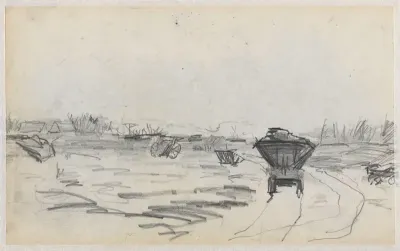 Schets van een landschap met kar