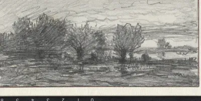 Schets van een landschap met knotwilgen