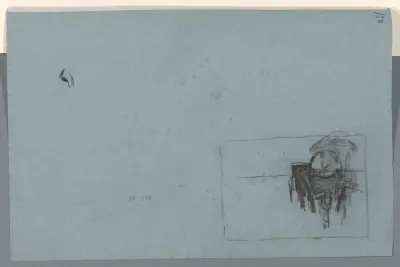 Schets van een paard en wagen