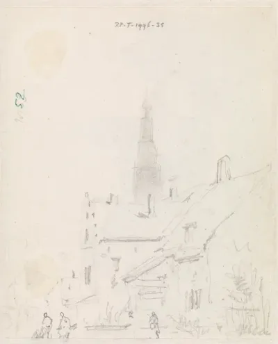 Schets van een stadsgezicht (Haarlem?)