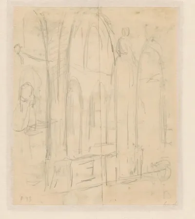 Schets van het interieur van de St.-Eusebiuskerk te Arnhem