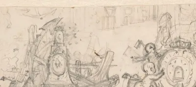 Schets van putti met symbolen met betrekking tot de VOC