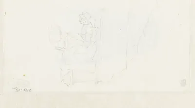 Schets van spinnende vrouw