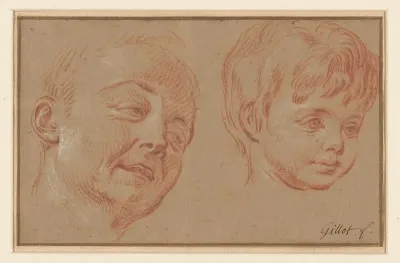 Schets van twee koppen