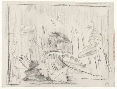 Schets van vissen in een aquarium