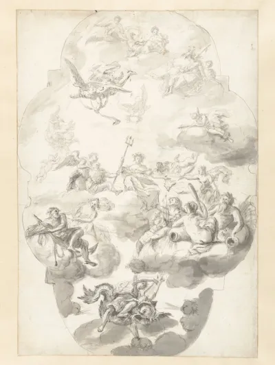 Schets voor een plafond met allegorische figuren