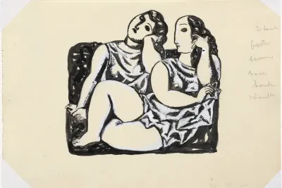 Schets voor 'L'art Hollandais contemporain' van Paul Fierens (baadsters)