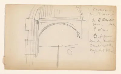 Schetsblad met architectuurstudies, raam