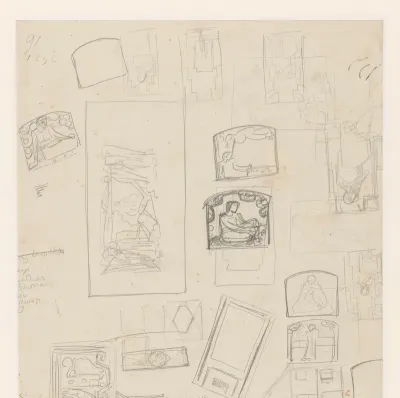 Schetsblad met compositie-studies