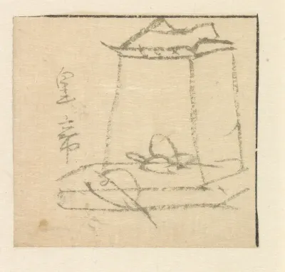 Schetsblad met draagstoel