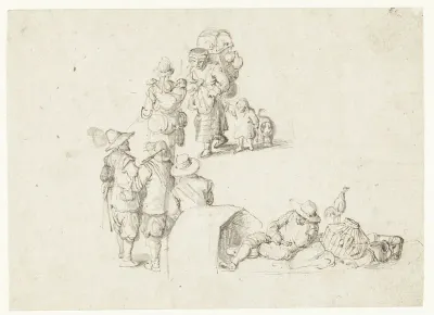 Schetsblad met figuren