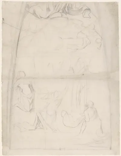 Schetsblad met Hemelvaart van Christus