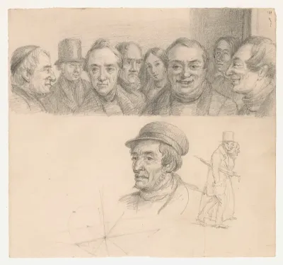 Schetsblad met karikaturale typen