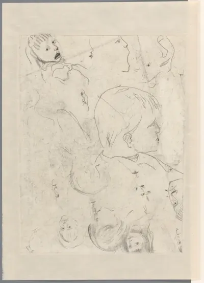 Schetsblad met kindergezichten