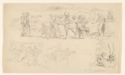 Schetsblad met mythologische scène
