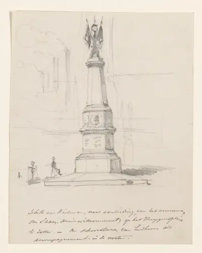 Schetsblad met ontwerp voor het monument voor Bernhard, hertog van Saksen-Weimar, op het Huygensplein te 's-Gravenhage